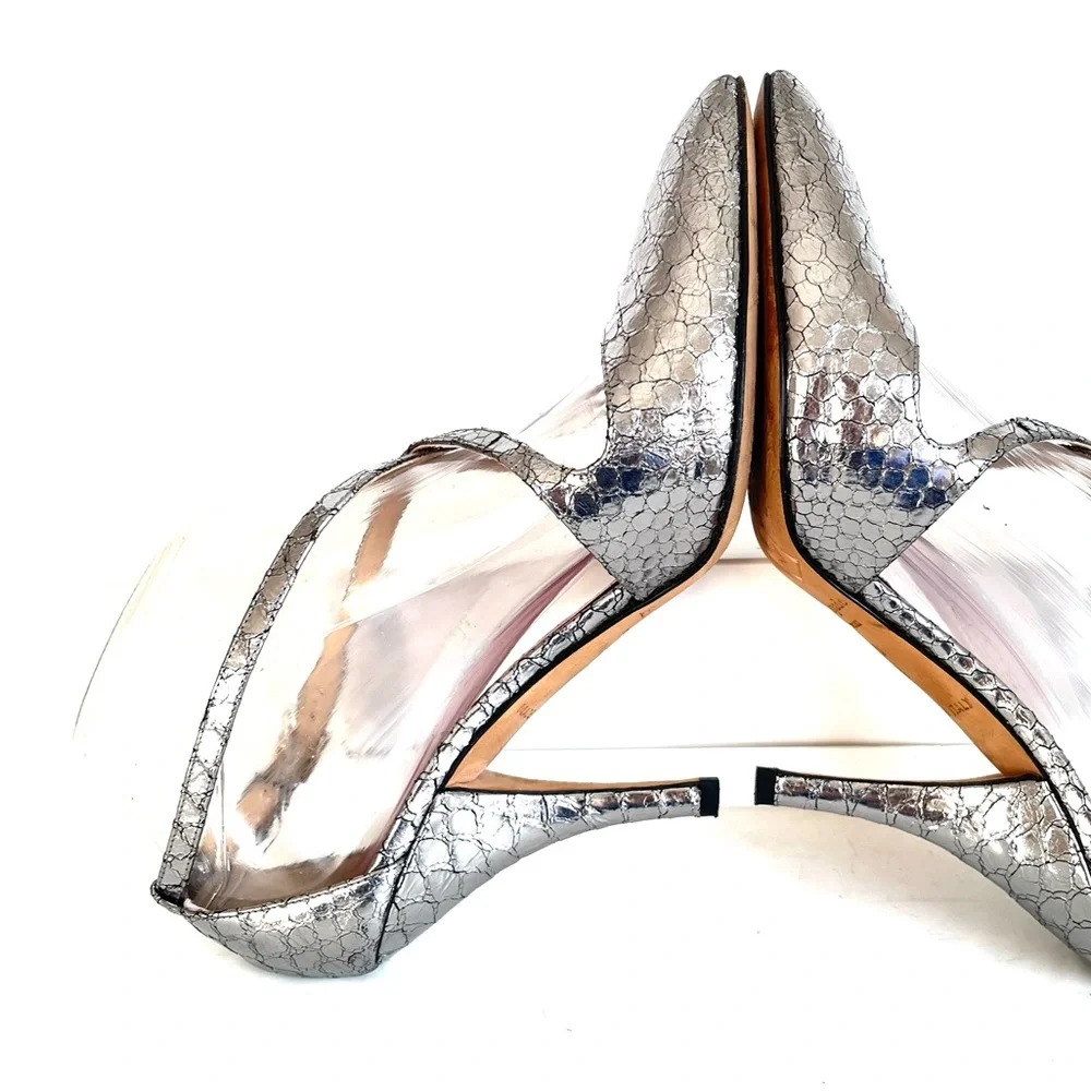 Kate Spade silver snakeskin heels 7.5